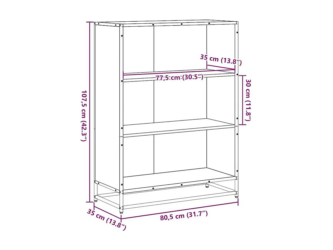 Bibliothèque chêne sonoma 80,5x35x107,5 bois d'ingénierie