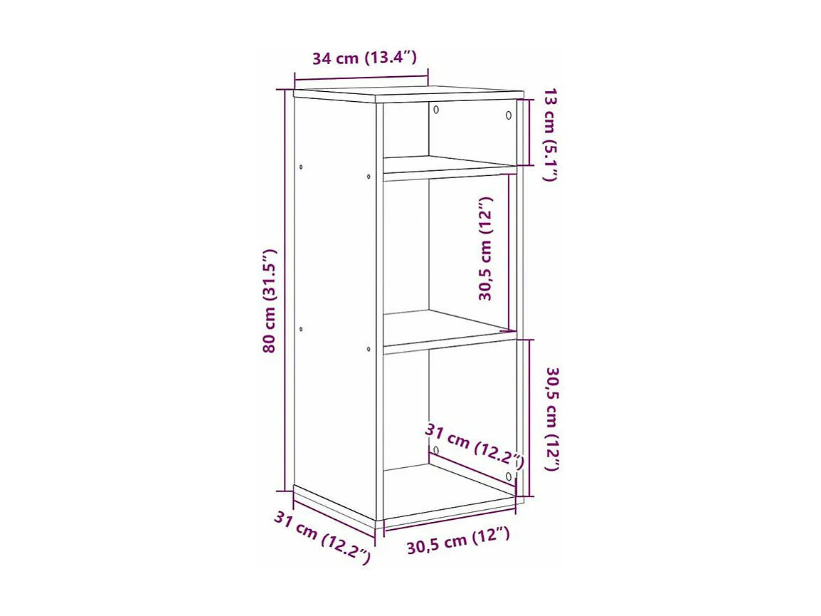 Bibliothèque chêne sonoma 34x31x80 bois d'ingénierie