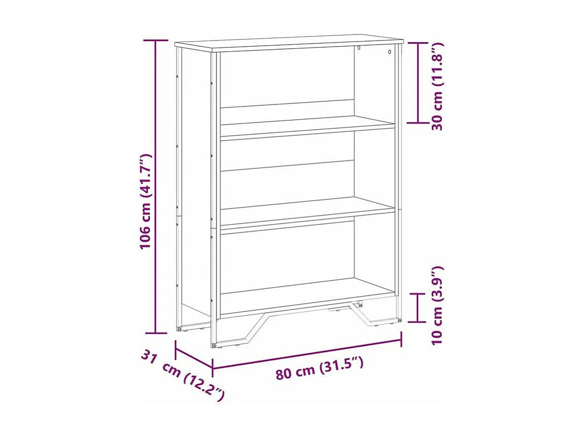 Bibliothèque chêne sonoma 80x31x106 bois d'ingénierie