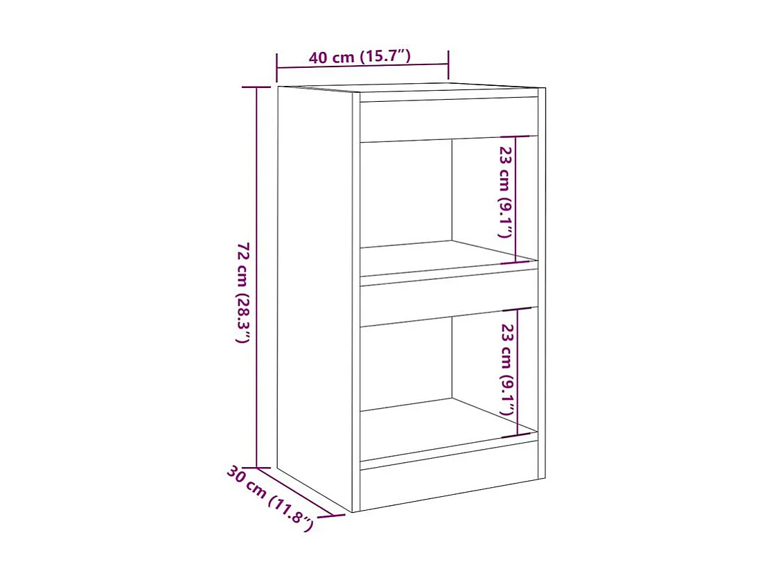 Bibliothèque-Séparateur de pièce chêne artisanal 40x30x72