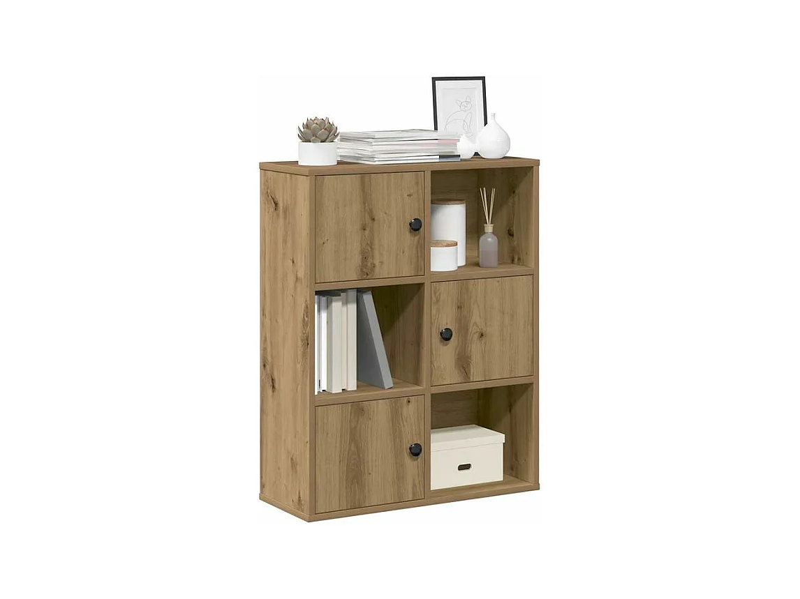 Bibliothèque chêne artisanal 60x24x76,5 bois d'ingénierie