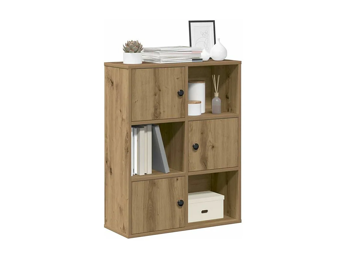 Bibliothèque chêne artisanal 60x24x76,5 bois d'ingénierie