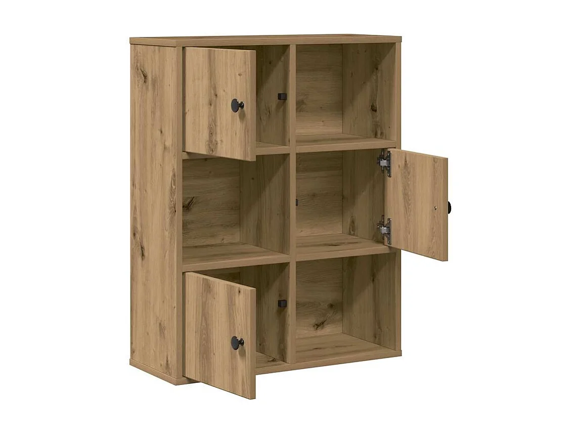 Bibliothèque chêne artisanal 60x24x76,5 bois d'ingénierie