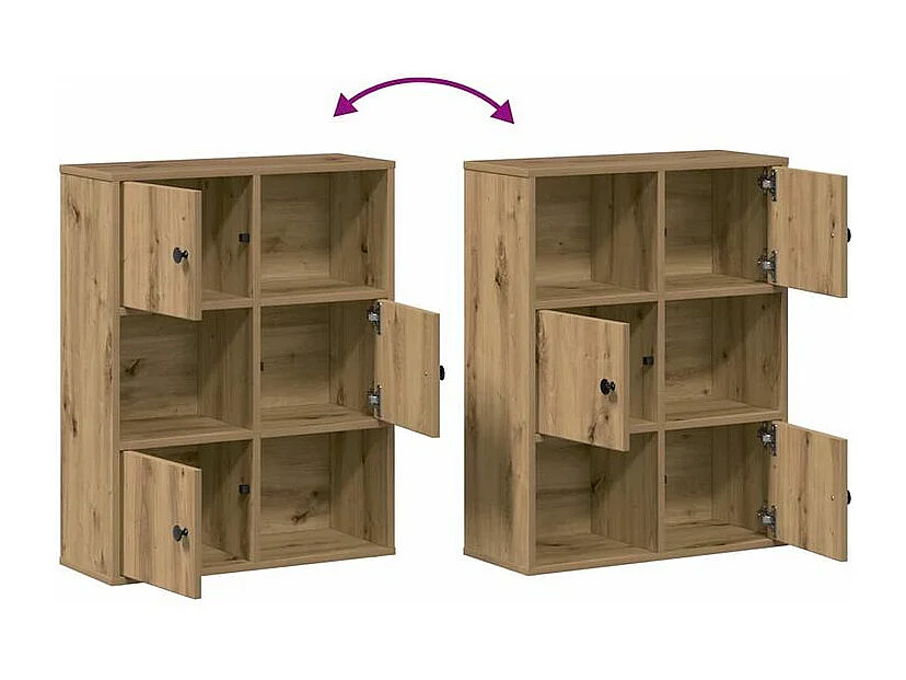 Bibliothèque chêne artisanal 60x24x76,5 bois d'ingénierie