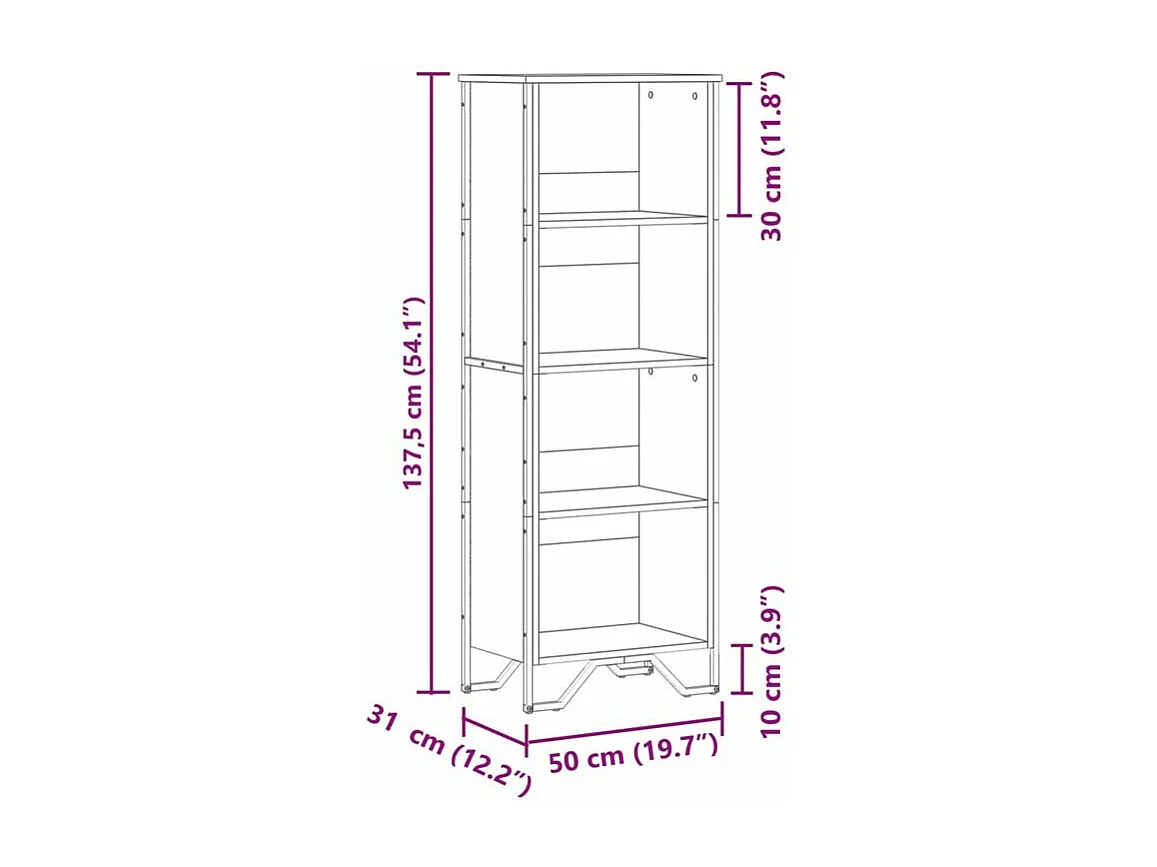 Bibliothèque chêne fumé 50x31x137,5 bois d'ingénierie