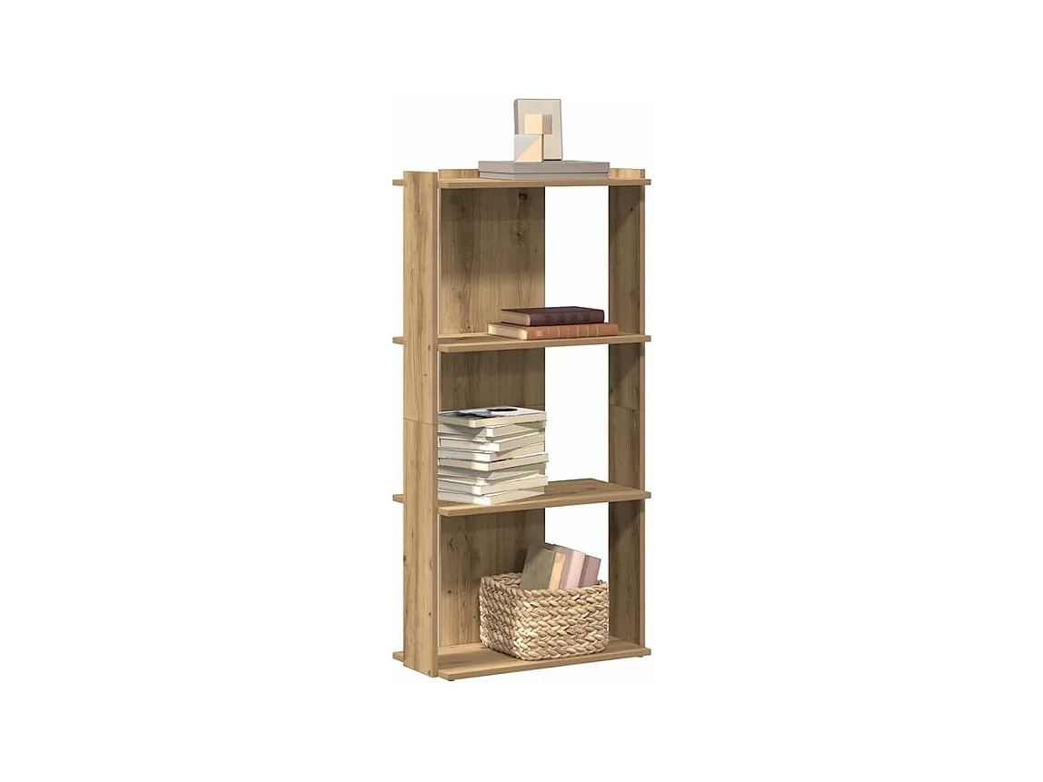 Bibliothèque à 3 niveaux chêne artisanal 60x30x120