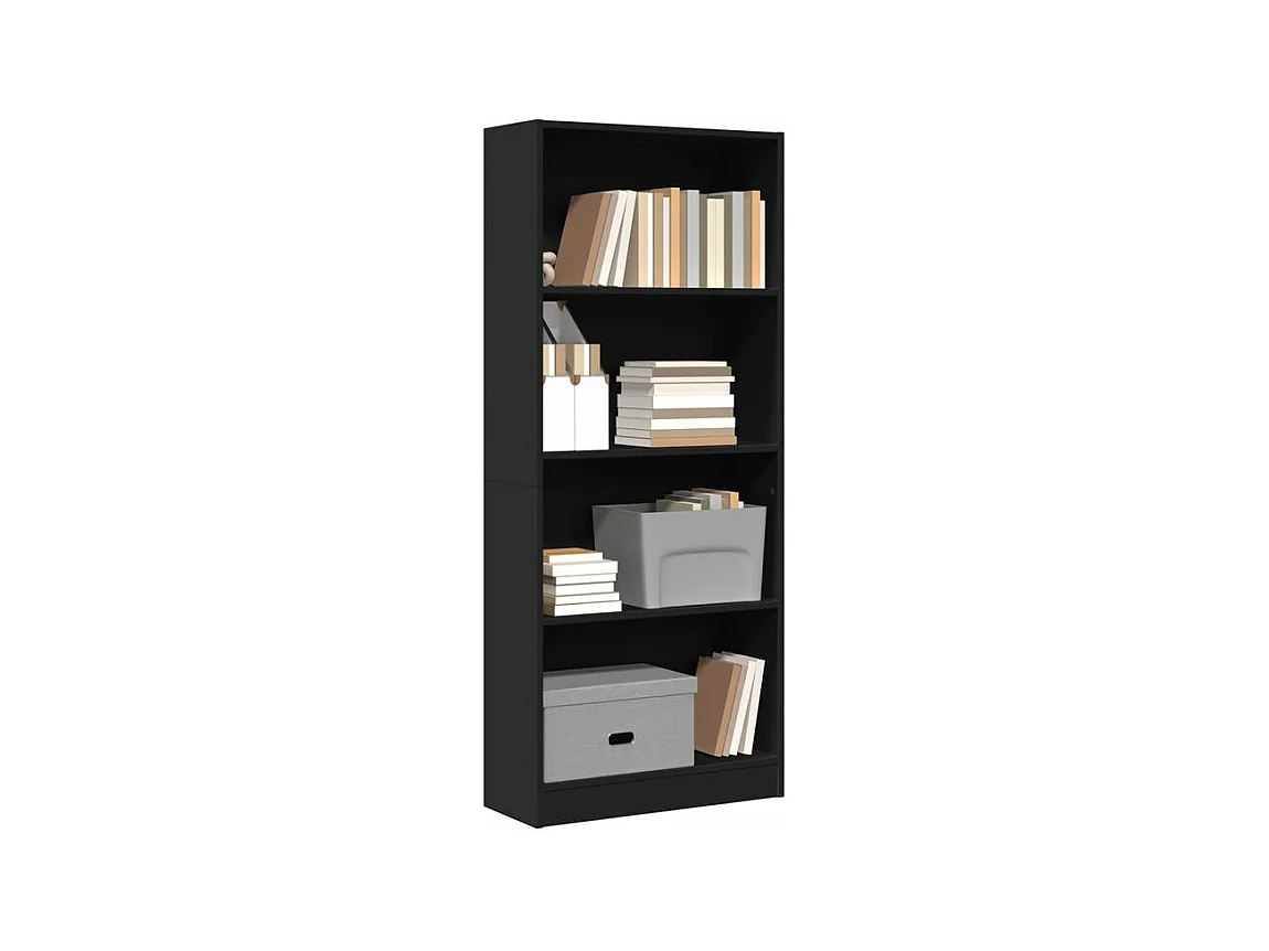 Bibliothèque noir 60x24x143 bois d'ingénierie