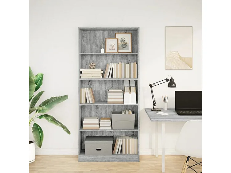 Bibliothèque sonoma gris 80x24x176 bois d'ingénierie
