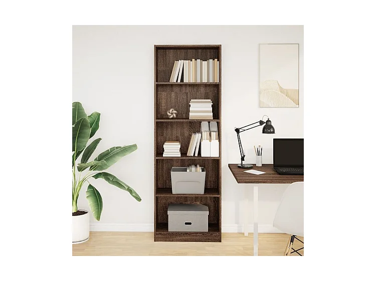 Bibliothèque chêne marron 60x24x176 bois d'ingénierie