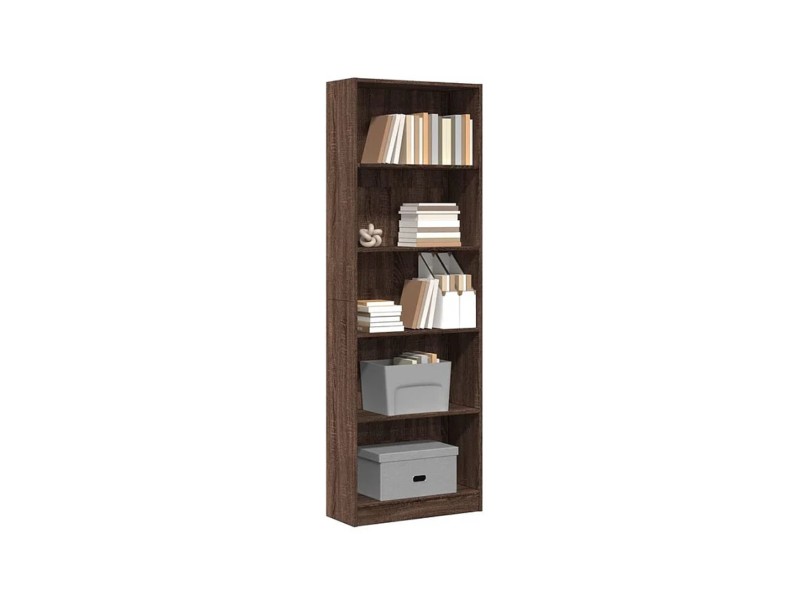 Bibliothèque chêne marron 60x24x176 bois d'ingénierie
