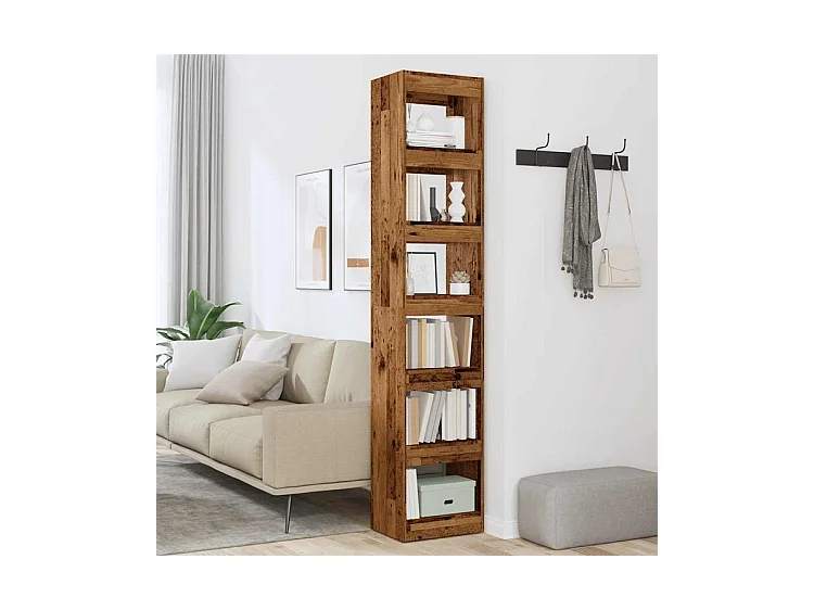 Bibliothèque-Cloison de séparation vieux bois 40x30x198