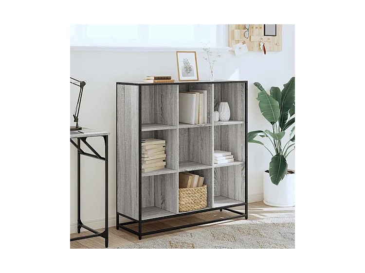 Bibliothèque sonoma gris 97,5x33x107,5 bois ingénierie métal