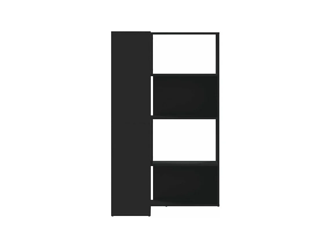 Bibliothèque d'angle à 4 niveaux noir bois d'ingénierie