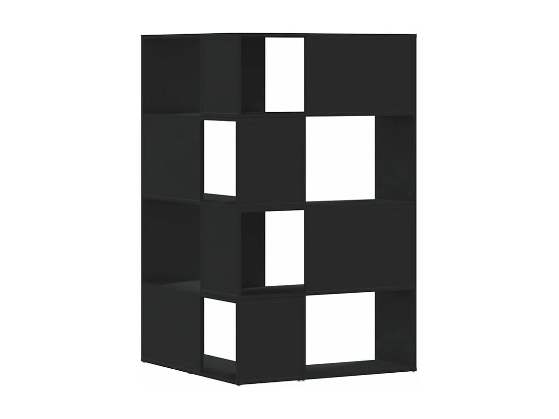 Bibliothèque d'angle à 4 niveaux noir bois d'ingénierie