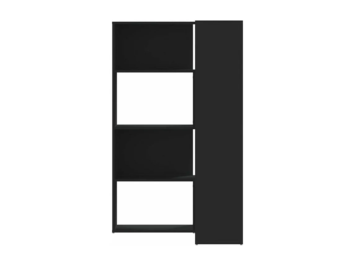 Bibliothèque d'angle à 4 niveaux noir bois d'ingénierie