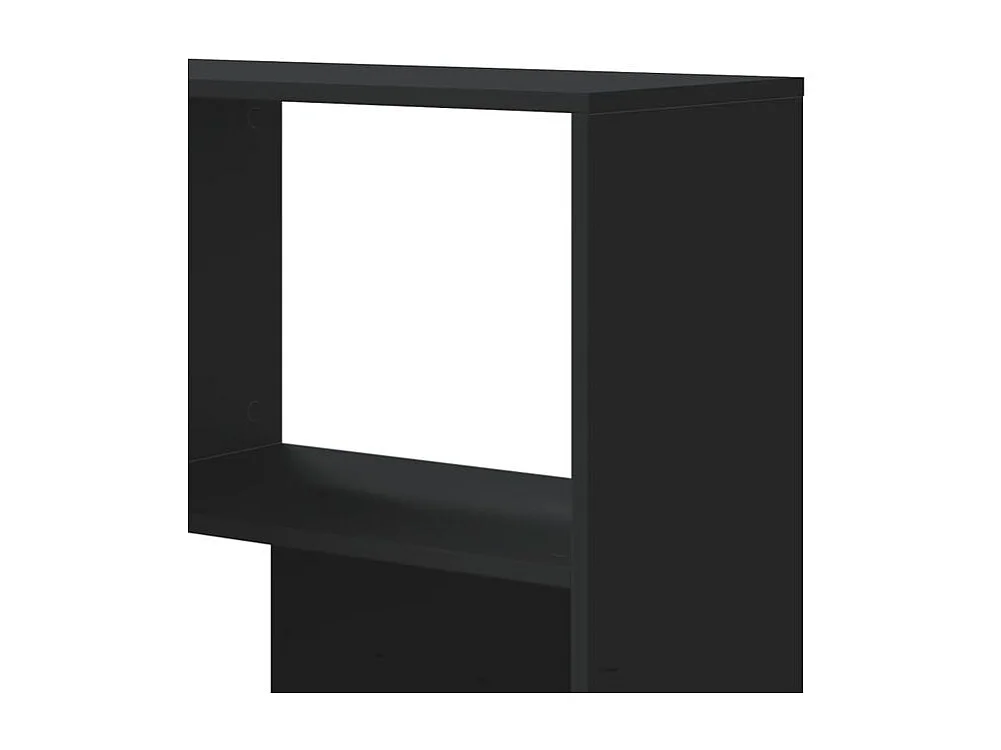 Bibliothèque d'angle à 4 niveaux noir bois d'ingénierie