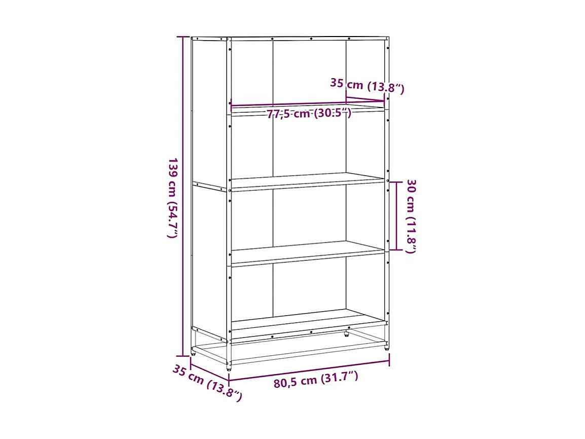 Bibliothèque chêne marron 80,5x35x139 bois d'ingénierie