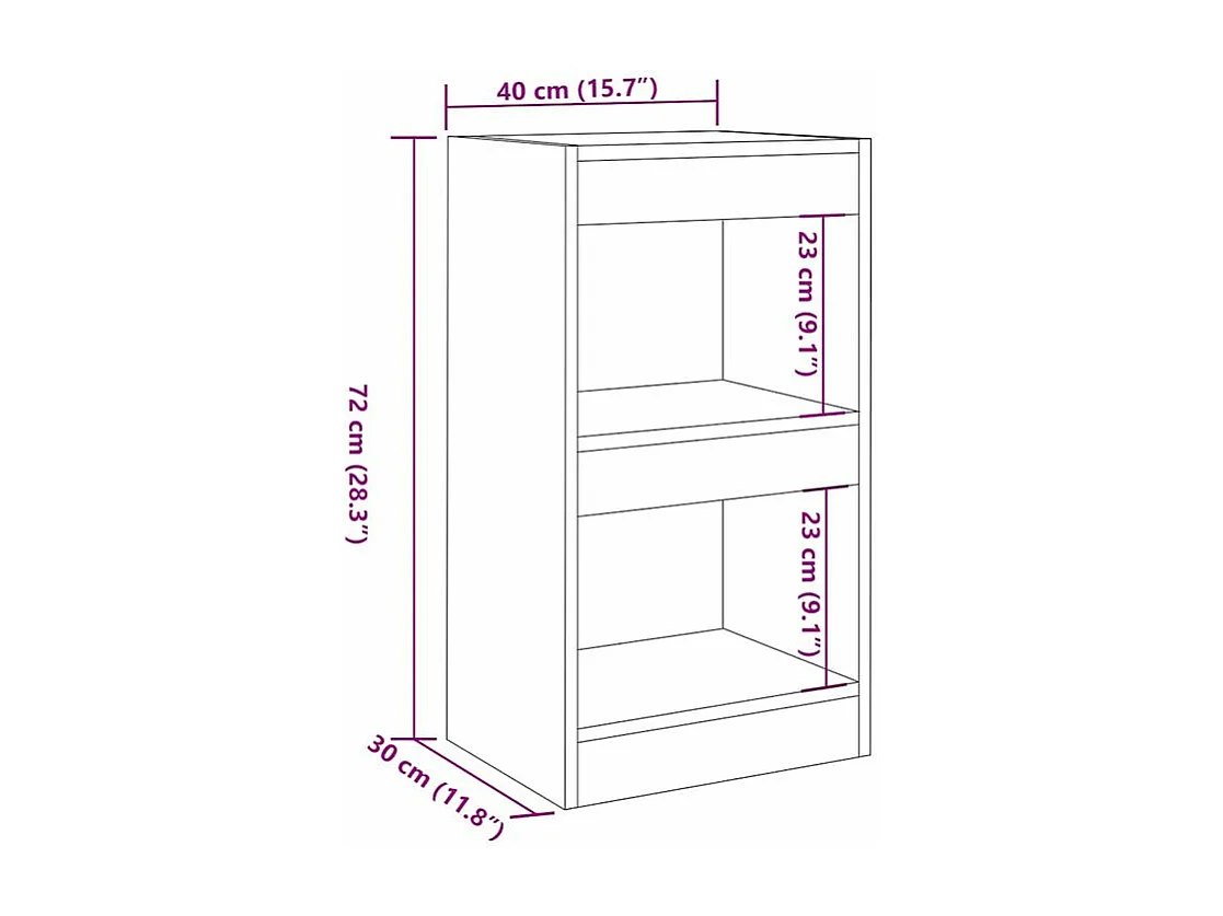 Bibliothèque-Cloison de séparation vieux bois 40x30x72