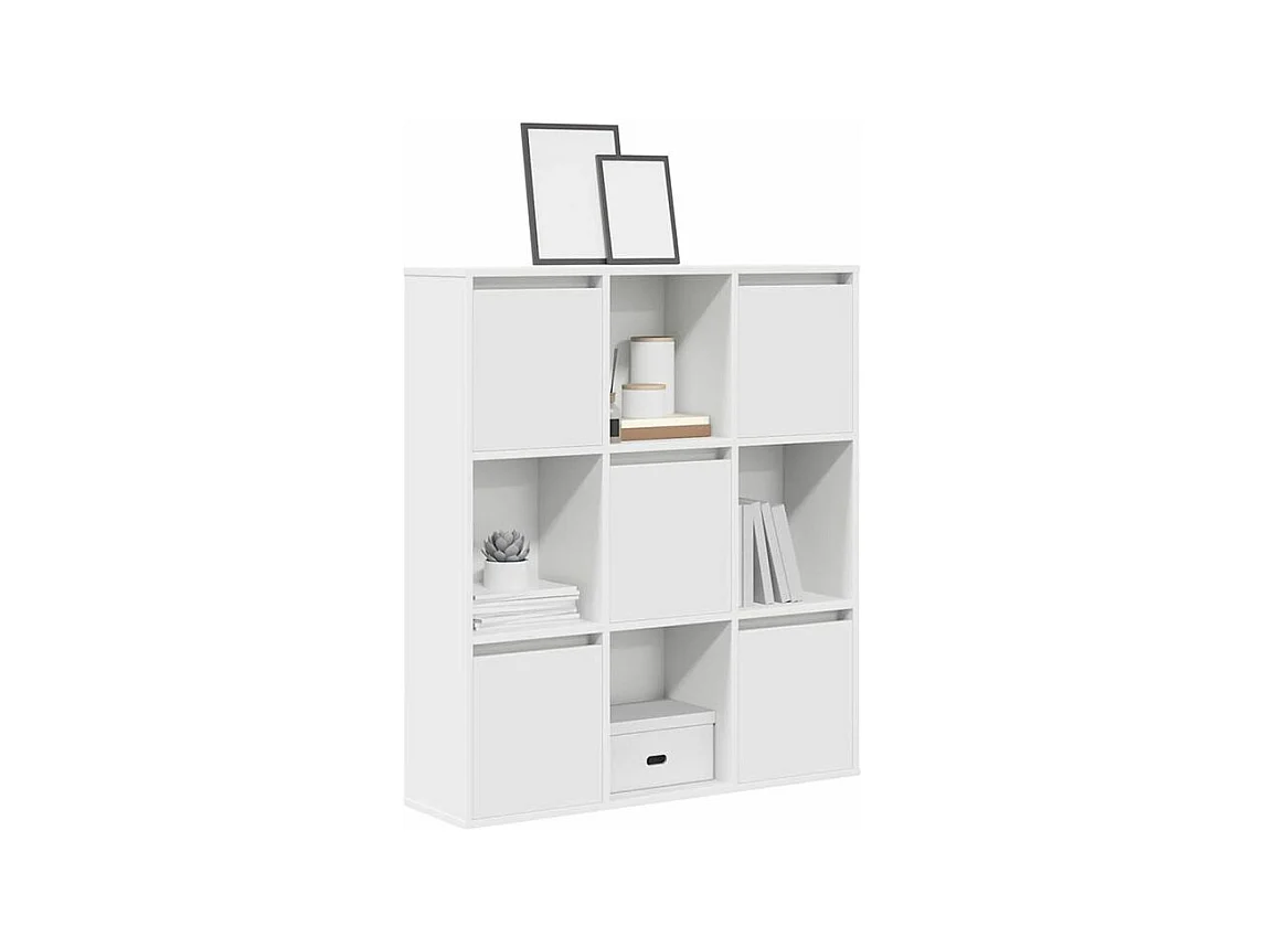 Meuble de rangement Kate 89cm - 4 niches 5 portes-Couleur Blanc