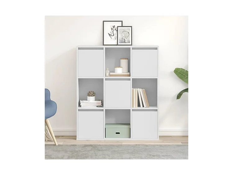 Meuble de rangement Kate 89cm - 4 niches 5 portes-Couleur Blanc