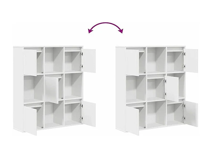 Meuble de rangement Kate 89cm - 4 niches 5 portes-Couleur Blanc