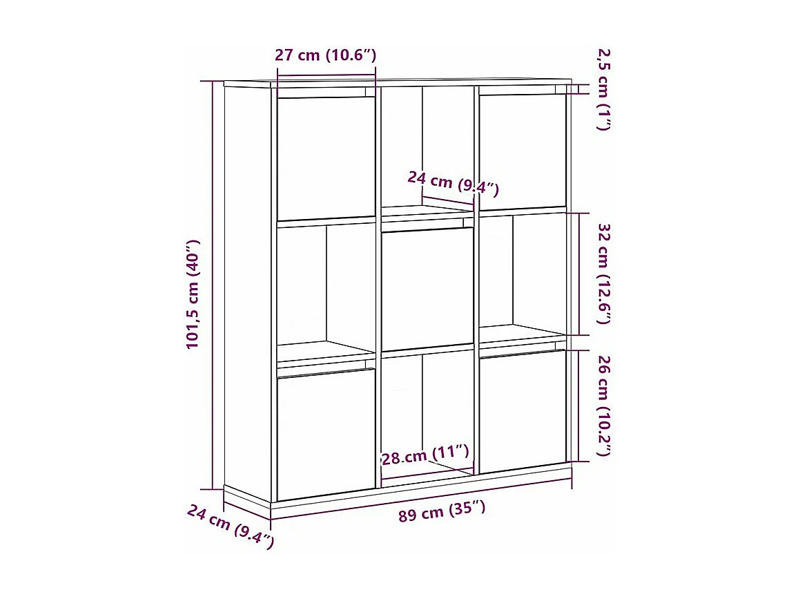 Meuble de rangement Kate 89cm - 4 niches 5 portes-Couleur Blanc