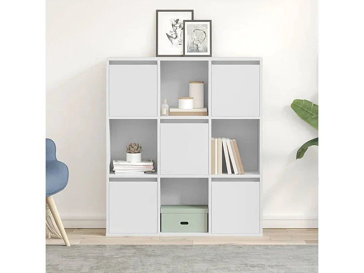 Meuble de rangement Kate 89cm - 4 niches 5 portes-Couleur Blanc