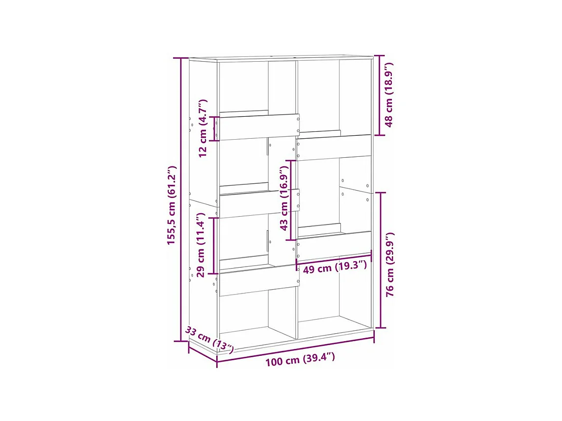 Bibliothèque noir 100x33x155,5 bois d'ingénierie