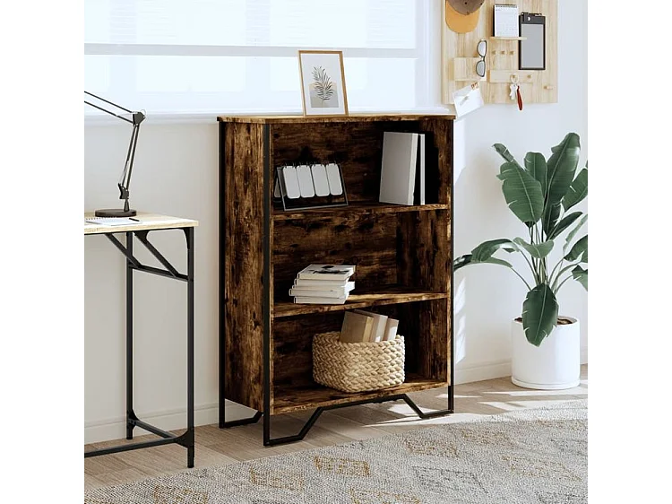 Bibliothèque chêne fumé 80x31x106 bois d'ingénierie