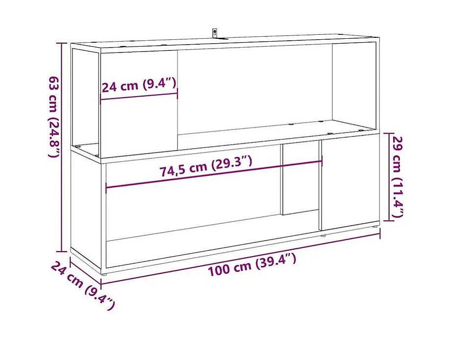 Bibliothèque vieux bois 100x24x63 bois d'ingénierie