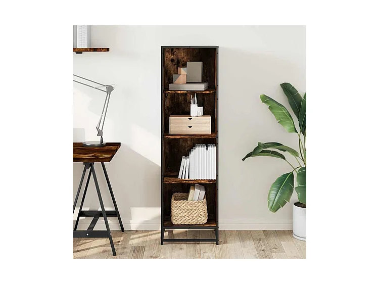 Bibliothèque chêne fumé 40x35x139 bois d'ingénierie