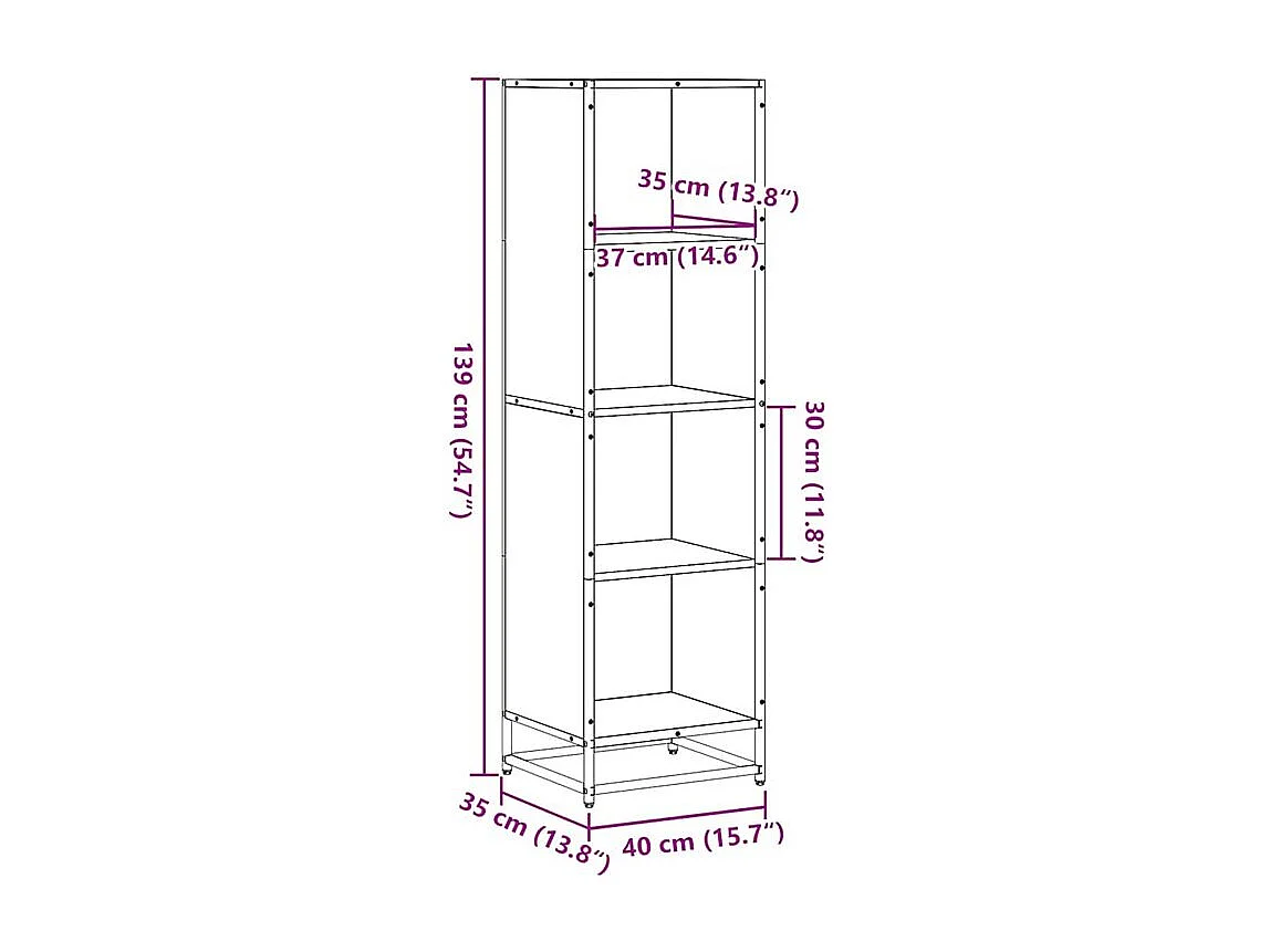 Bibliothèque chêne fumé 40x35x139 bois d'ingénierie