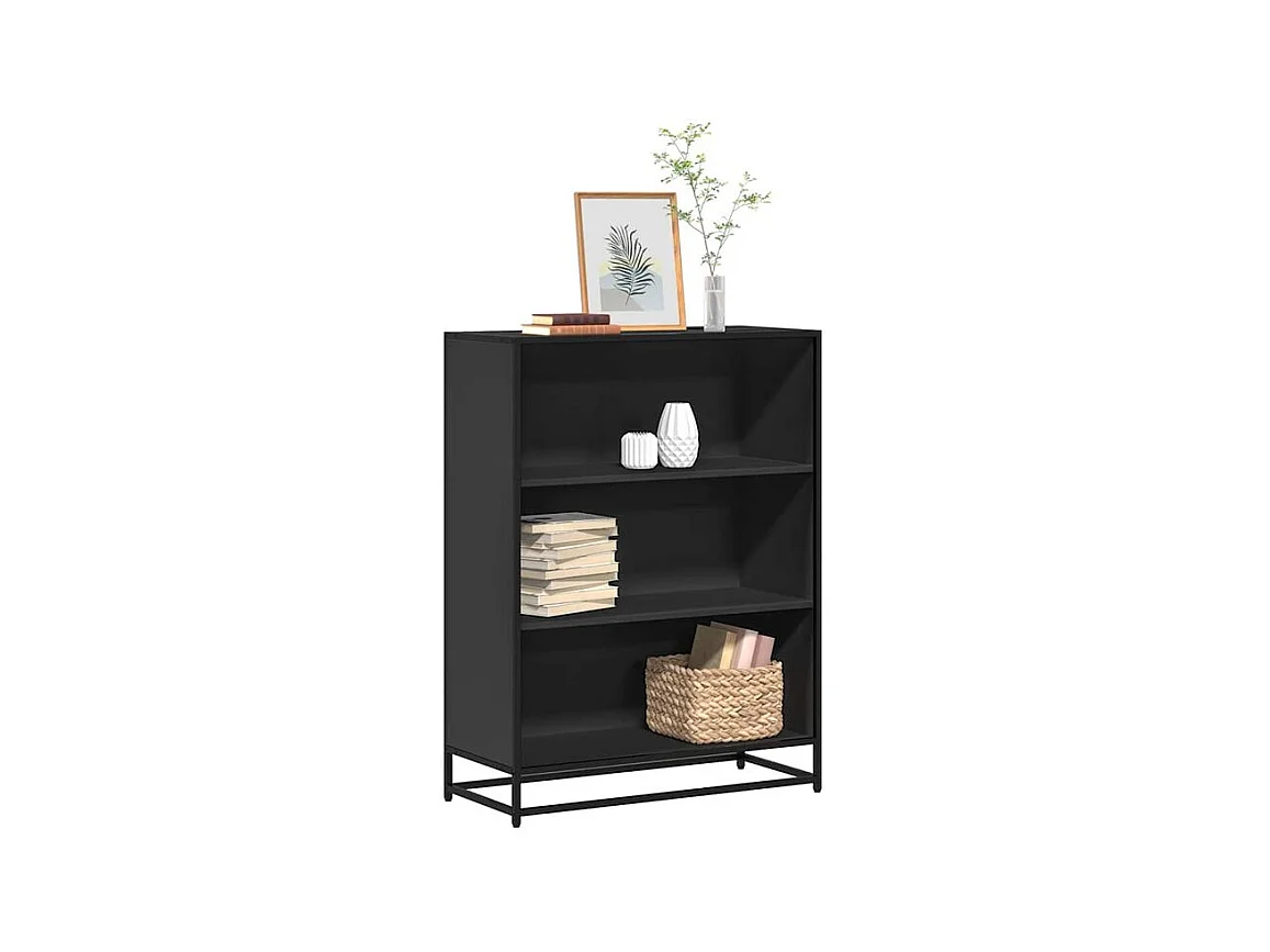 Bibliothèque noir 80,5x35x107,5 bois d'ingénierie