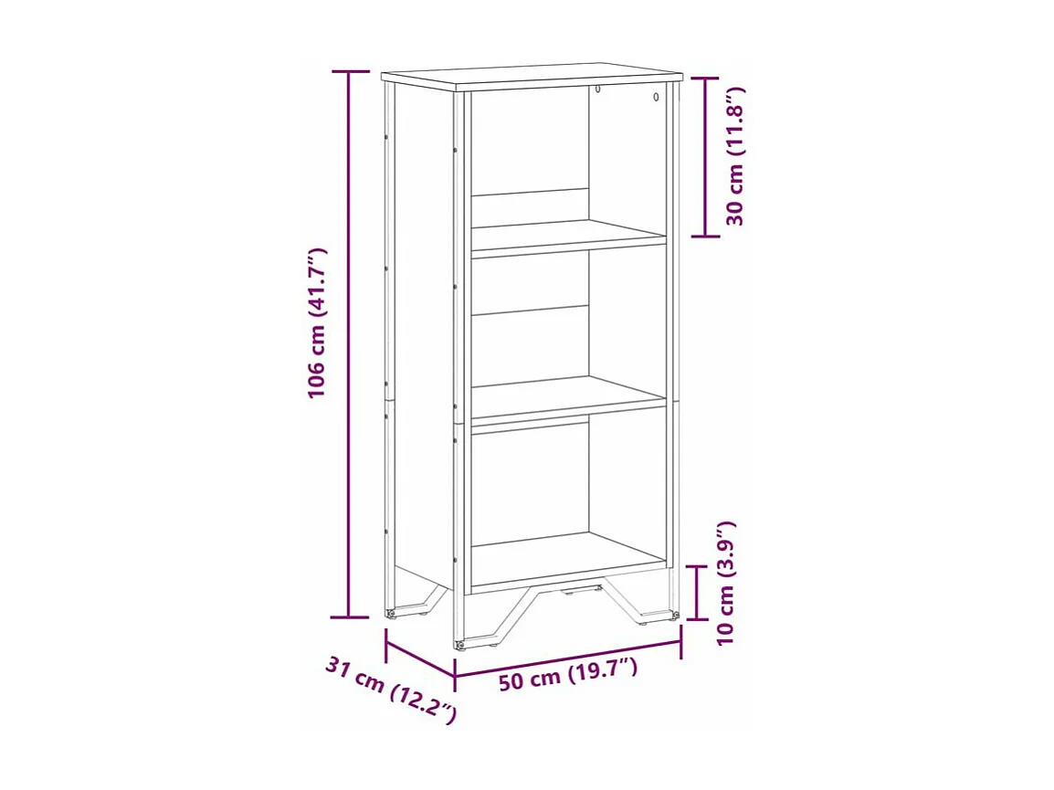 Bibliothèque sonoma gris 50x31x106 bois d'ingénierie
