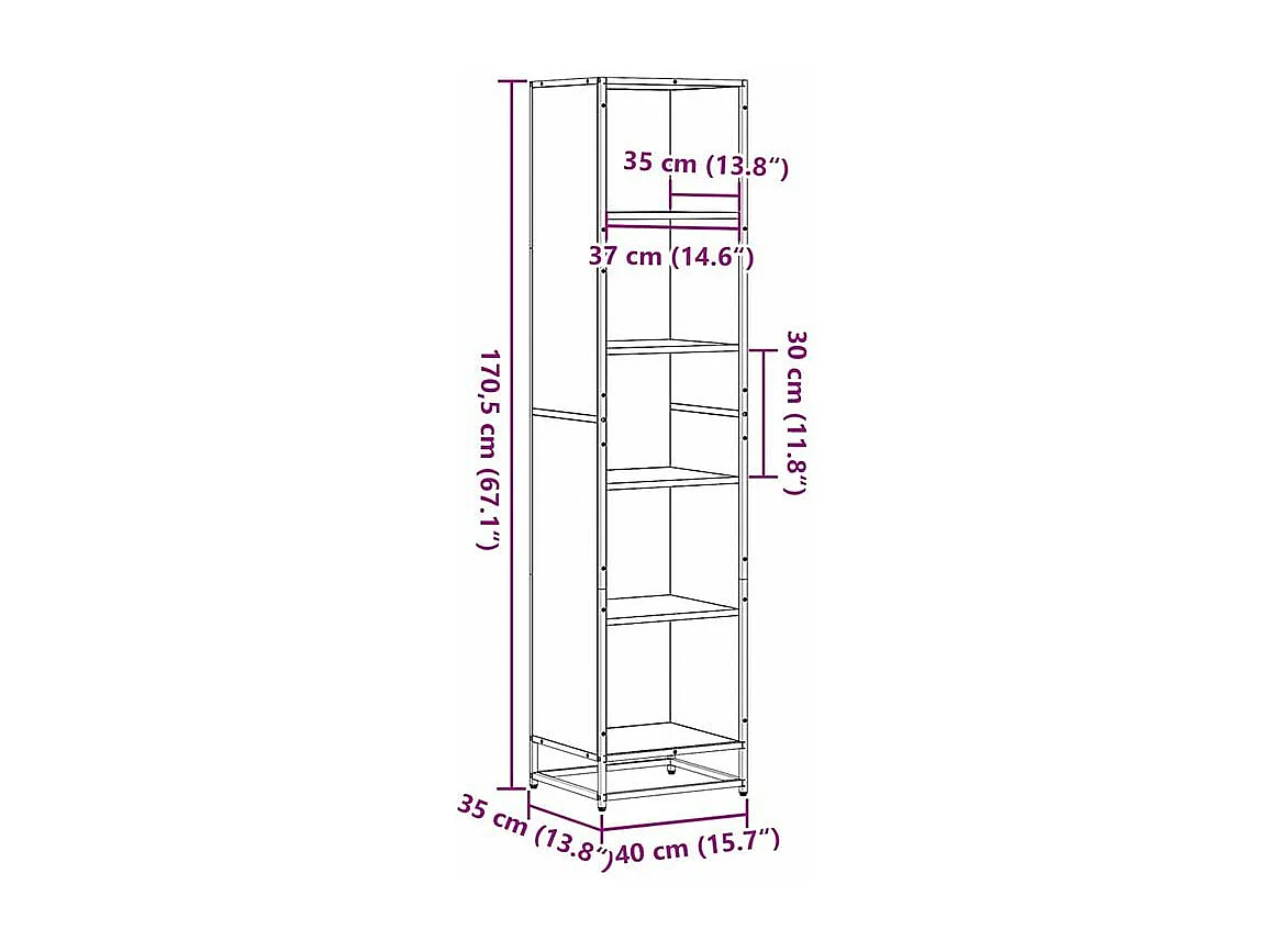 Bibliothèque noir 40x35x170,5 bois d'ingénierie