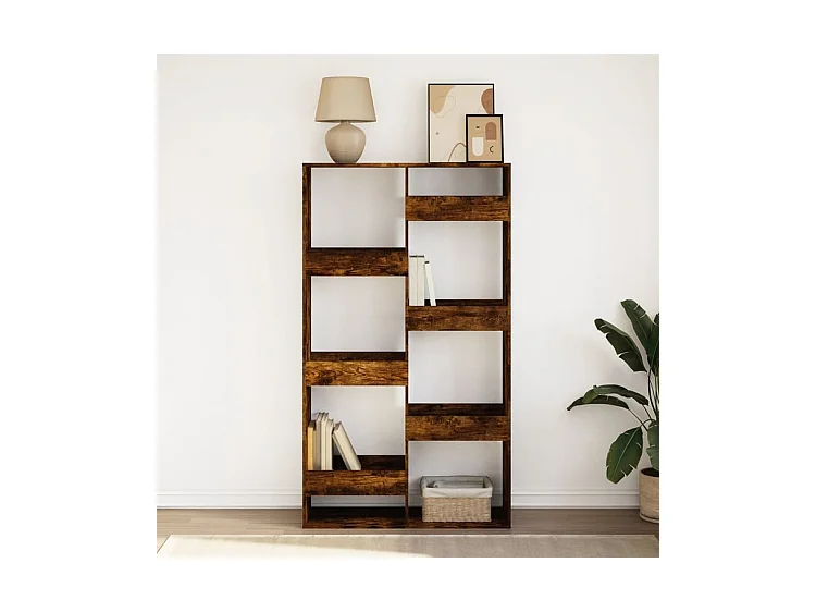 Bibliothèque chêne fumé 100x33x175 bois d'ingénierie