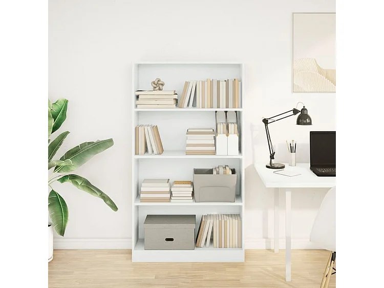 Bibliothèque blanc 80x24x143 bois d'ingénierie