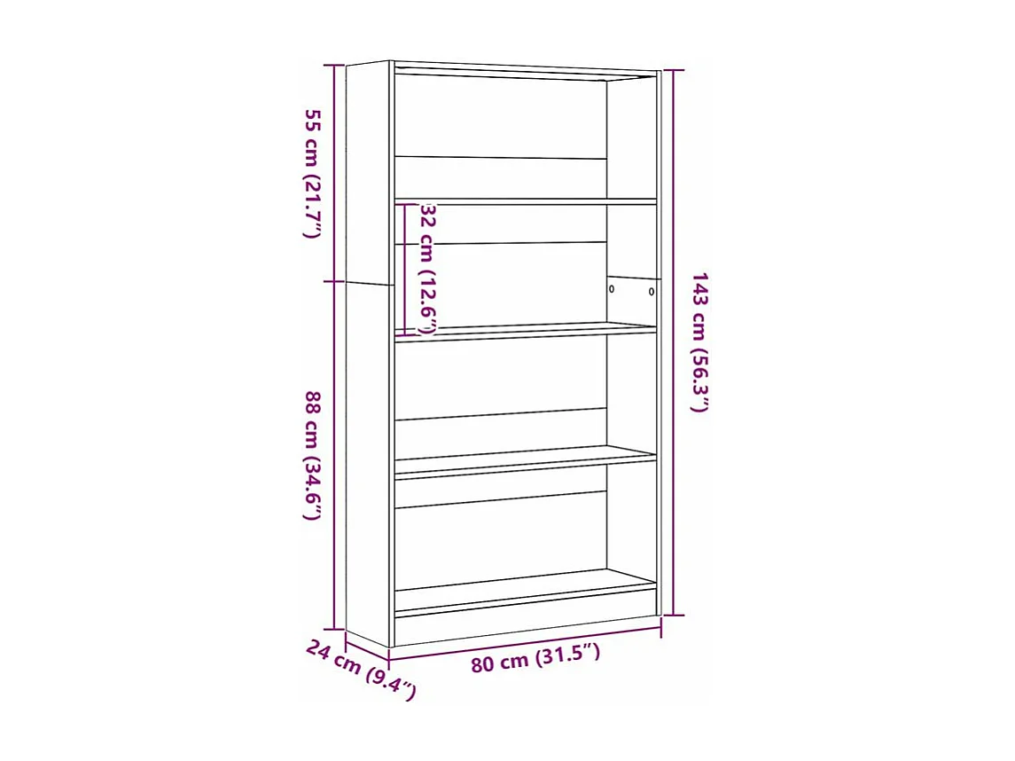Bibliothèque blanc 80x24x143 bois d'ingénierie