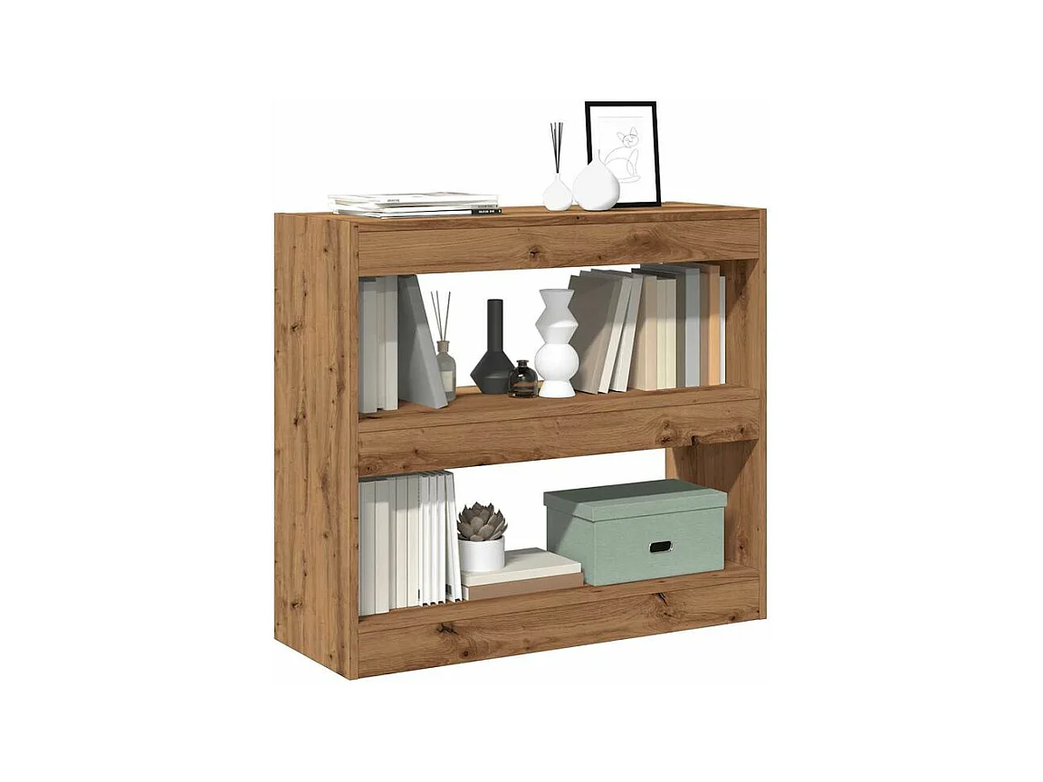 Bibliothèque-Séparateur de pièce chêne artisanal 80x30x72