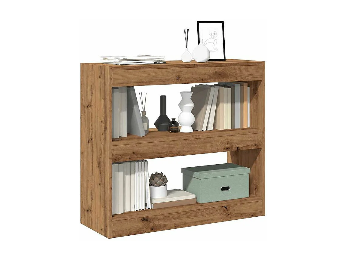Bibliothèque-Séparateur de pièce chêne artisanal 80x30x72