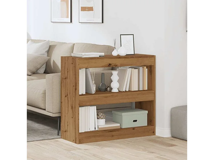 Bibliothèque-Séparateur de pièce chêne artisanal 80x30x72