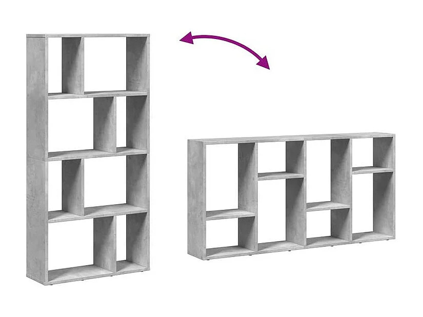 Bibliothèque gris béton 60x20x120 bois d'ingénierie