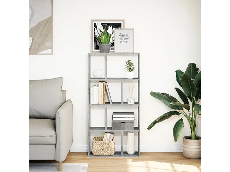 Bibliothèque gris béton 60x20x120 bois d'ingénierie
