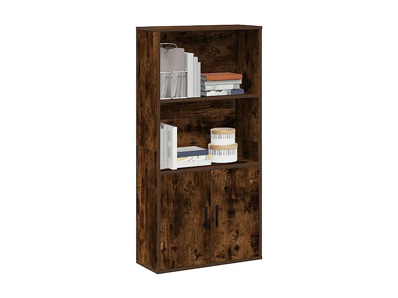 Bibliothèque chêne fumé 60x24x120 bois d'ingénierie