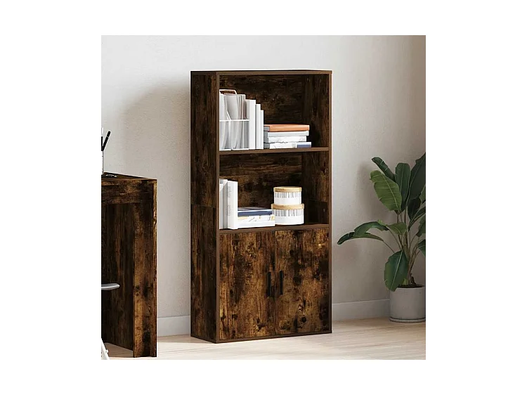 Bibliothèque chêne fumé 60x24x120 bois d'ingénierie