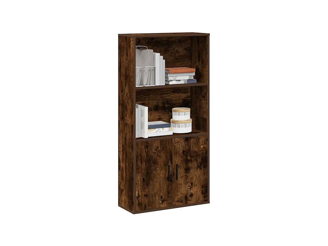 Bibliothèque chêne fumé 60x24x120 bois d'ingénierie
