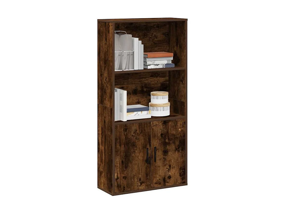 Bibliothèque chêne fumé 60x24x120 bois d'ingénierie