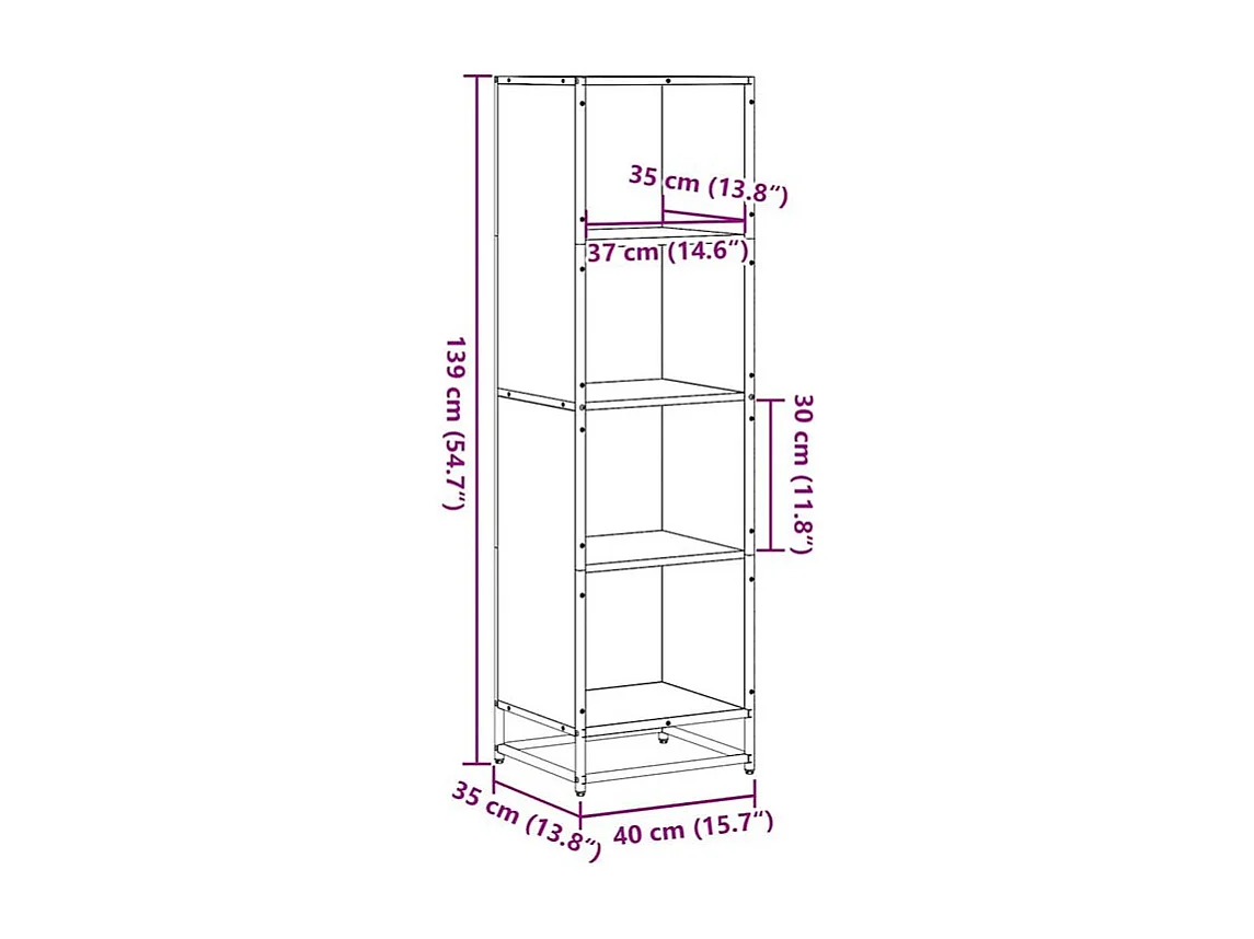 Bibliothèque chêne sonoma 40x35x139 bois d'ingénierie