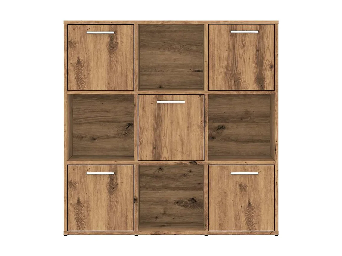 Bibliothèque chêne artisanal 90x28x90 bois d'ingénierie