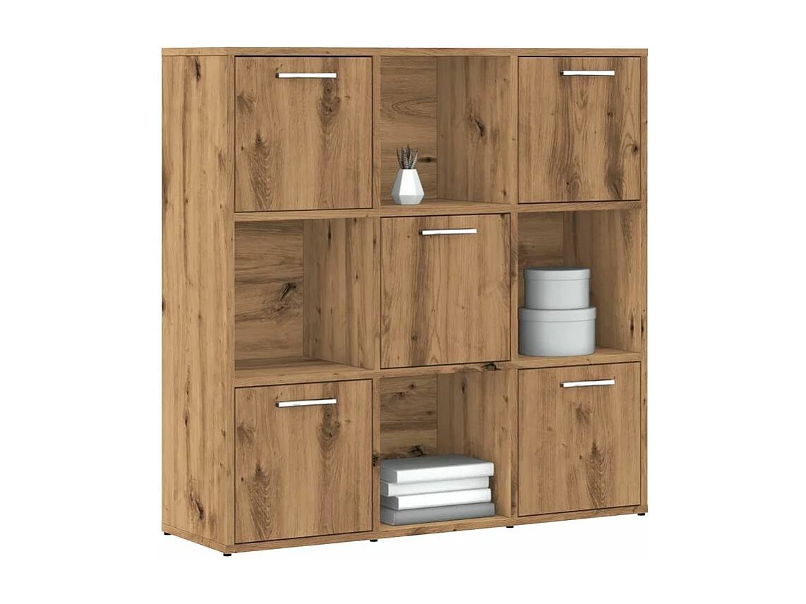 Bibliothèque chêne artisanal 90x28x90 bois d'ingénierie